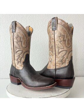 Rod Patrick Mens Cowboy Boots 10AA Antique Mocha Bison Brown Western Blunt Toe